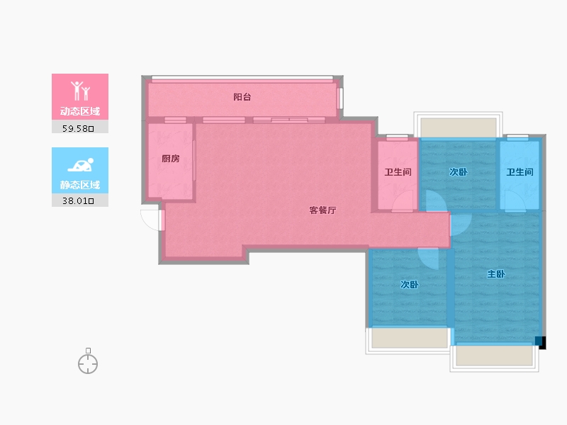 四川省-成都市-时代风华1号楼,2号楼,3号楼115m²-87.89-户型库-动静分区