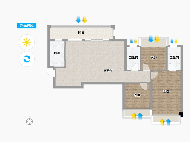 四川省-成都市-时代风华1号楼,2号楼,3号楼115m²-87.89-户型库-采光通风