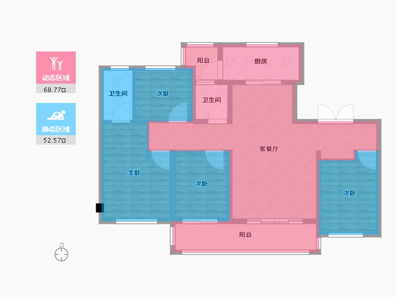 四川省-成都市-龙湖中骏光明璟悦天著136m²-108.81-户型库-动静分区