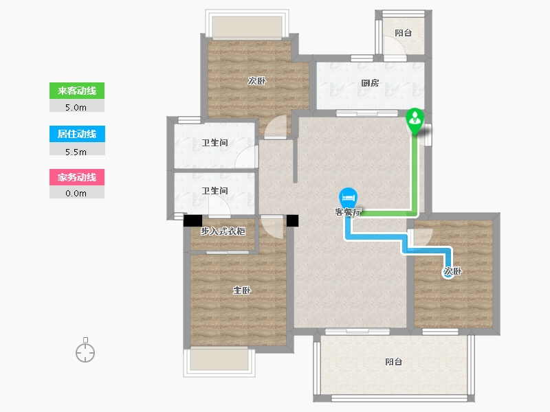 四川省-成都市-龙润丰锦4号楼128m²-99.35-户型库-动静线