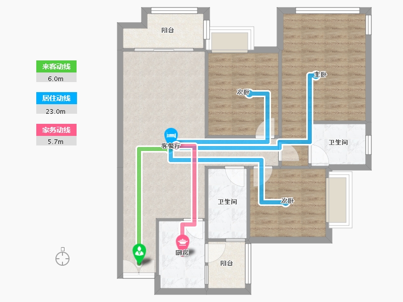 四川省-成都市-合谊万璟台7栋113m²-88.54-户型库-动静线