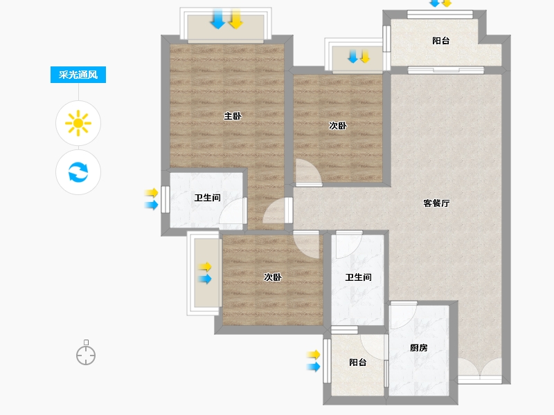 四川省-成都市-合谊万璟台8栋111m²-84.21-户型库-采光通风