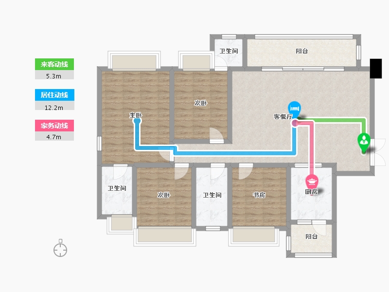 四川省-成都市-梵悦里158m²-127.75-户型库-动静线