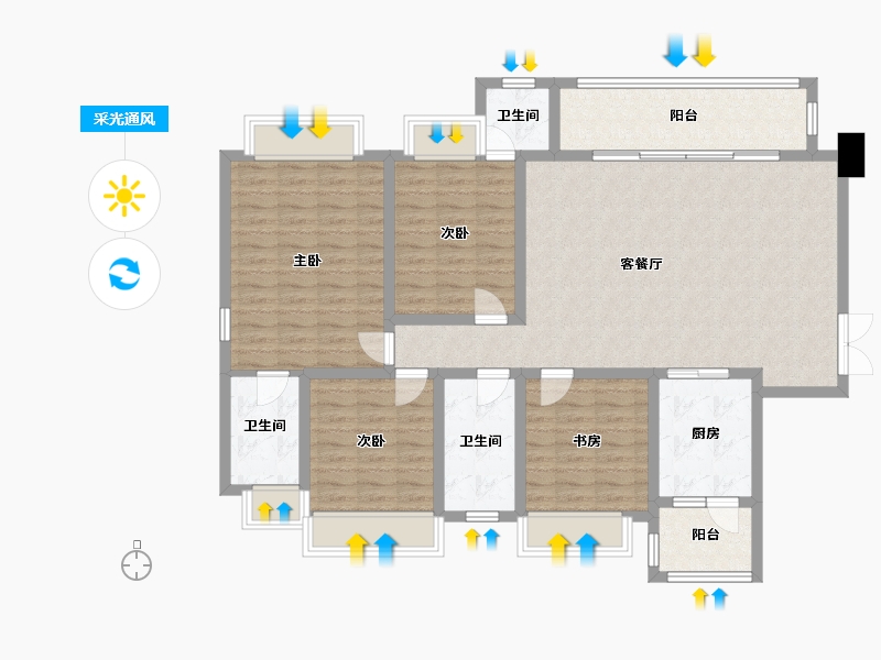 四川省-成都市-梵悦里158m²-127.75-户型库-采光通风