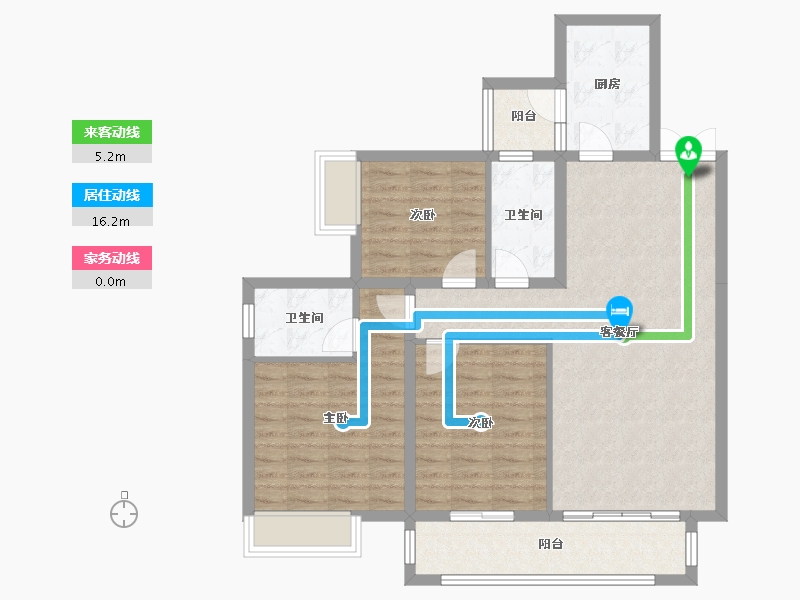 四川省-成都市-合谊万璟台6栋,122m²-95.58-户型库-动静线