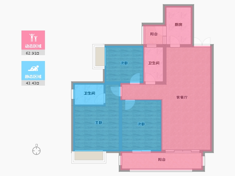 四川省-成都市-合谊万璟台6栋,122m²-95.58-户型库-动静分区