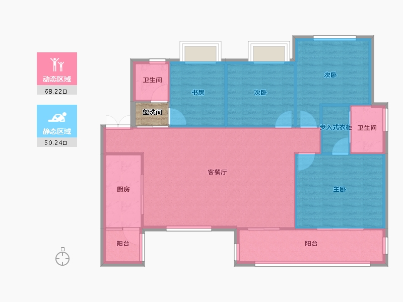 四川省-成都市-合谊万璟台6栋,8栋135m²-110.81-户型库-动静分区