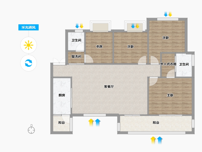 四川省-成都市-合谊万璟台6栋,8栋135m²-110.81-户型库-采光通风