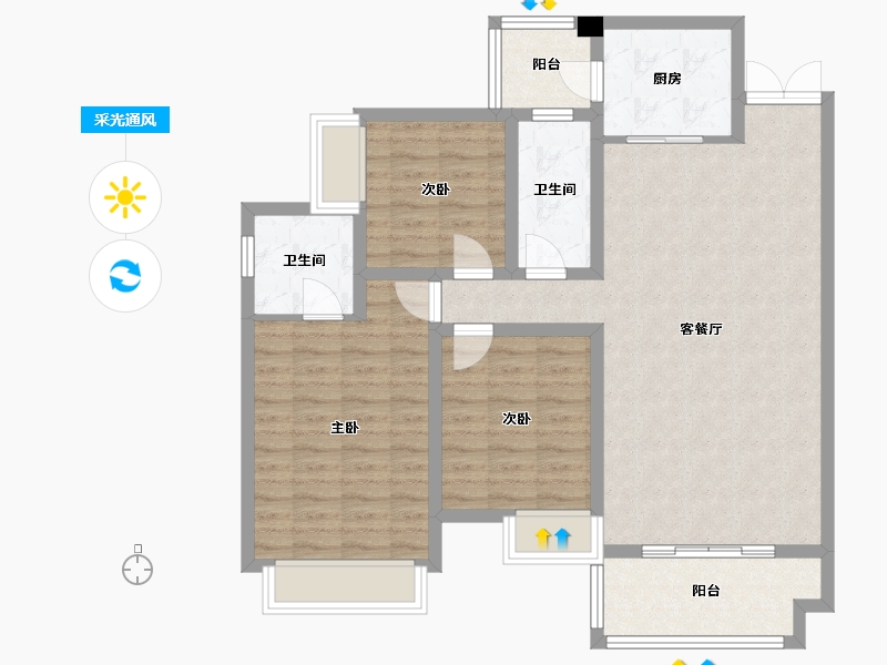 四川省-成都市-梵悦里121m²-99.08-户型库-采光通风