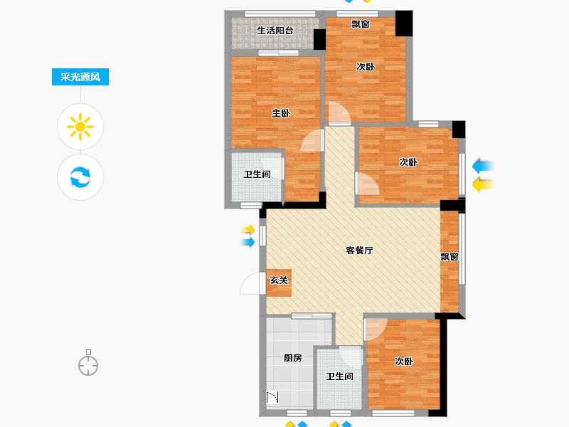 浙江省-杭州市-建德玉兰花园-101.67-户型库-采光通风