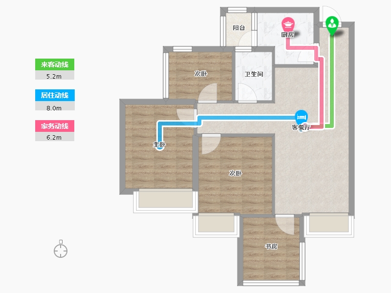 四川省-成都市-龙樾94m²-75.20-户型库-动静线