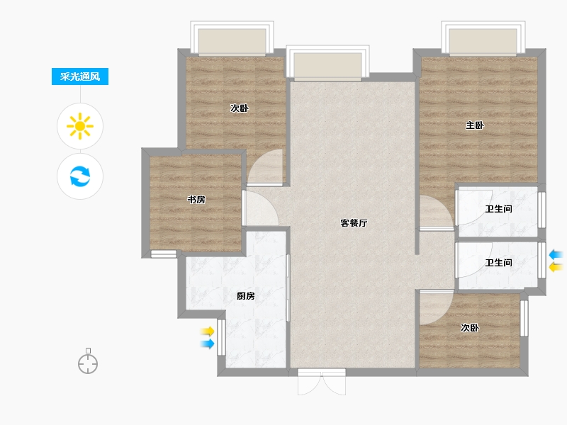 四川省-成都市-龙樾118m²-94.41-户型库-采光通风