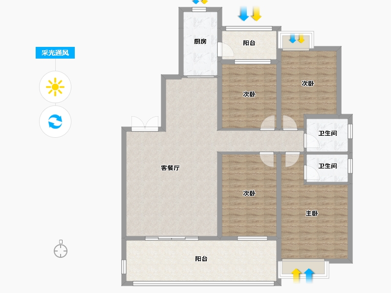 四川省-成都市-万和嘉苑4栋,5栋176m²-138.00-户型库-采光通风