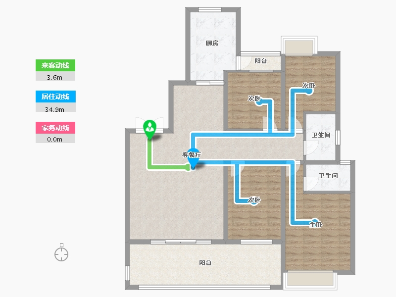 四川省-成都市-万和嘉苑4栋174m²-129.72-户型库-动静线