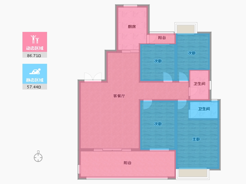 四川省-成都市-万和嘉苑4栋174m²-129.72-户型库-动静分区