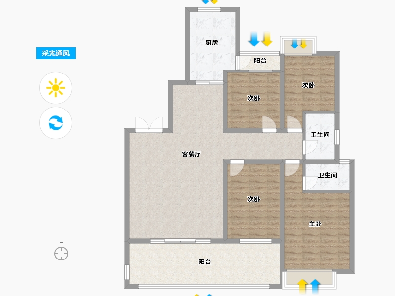 四川省-成都市-万和嘉苑4栋174m²-129.72-户型库-采光通风