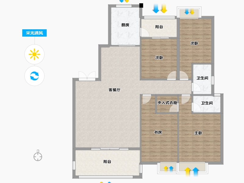 四川省-成都市-万和嘉苑4栋,5栋181m²-148.33-户型库-采光通风