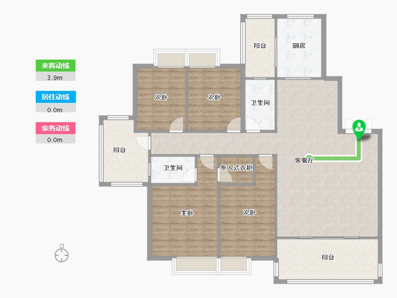 四川省-成都市-万和嘉苑5栋190m²-157.09-户型库-动静线