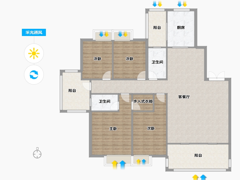 四川省-成都市-万和嘉苑5栋190m²-157.09-户型库-采光通风