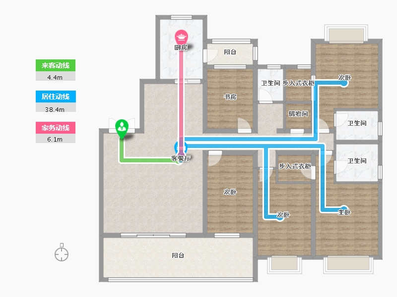 四川省-成都市-万和嘉苑4栋228m²-176.40-户型库-动静线