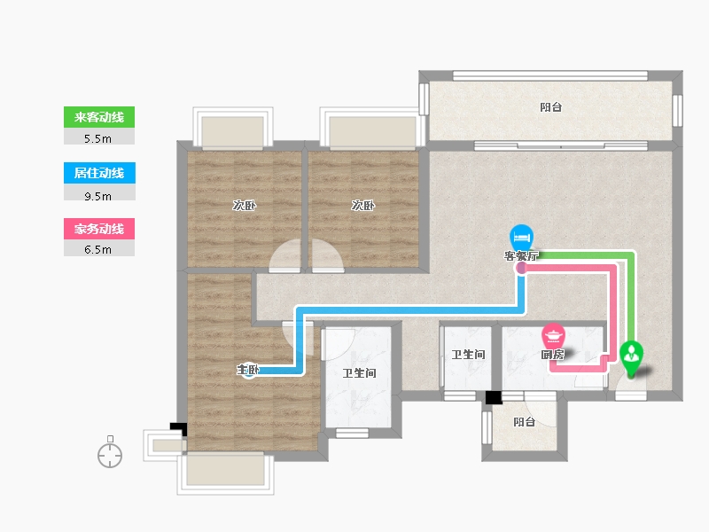 四川省-成都市-铂景台1号楼,4号楼108m²-86.83-户型库-动静线