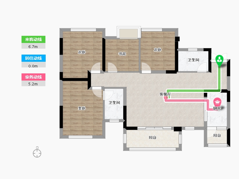 四川省-成都市-西宸春天1号楼,2号楼128m²-103.00-户型库-动静线