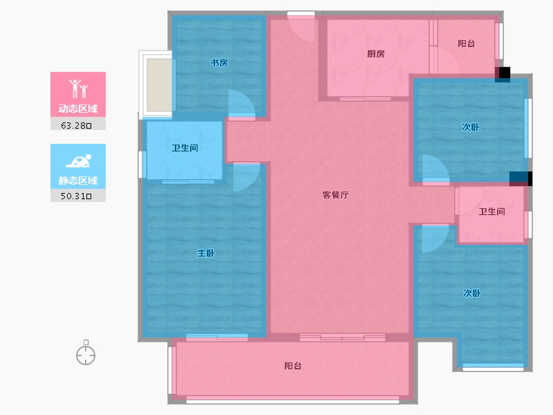 四川省-成都市-西宸春天1号楼,2号楼127m²-101.19-户型库-动静分区