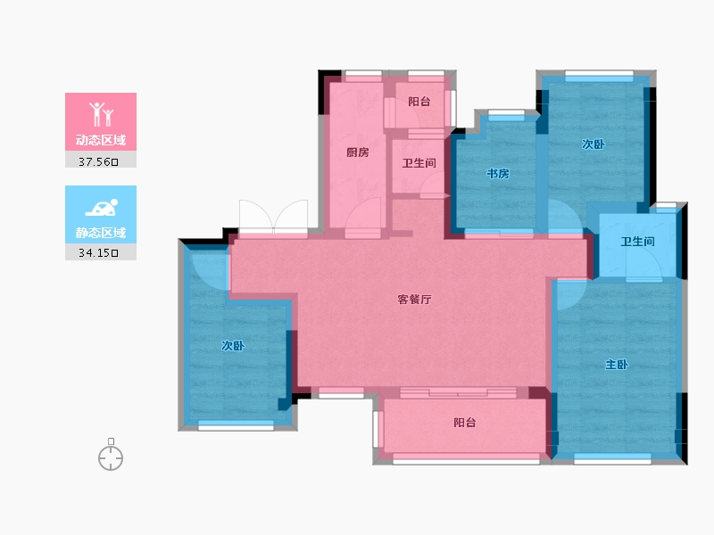 四川省-成都市-佳兆业珑玺2栋,8栋143m²-62.11-户型库-动静分区