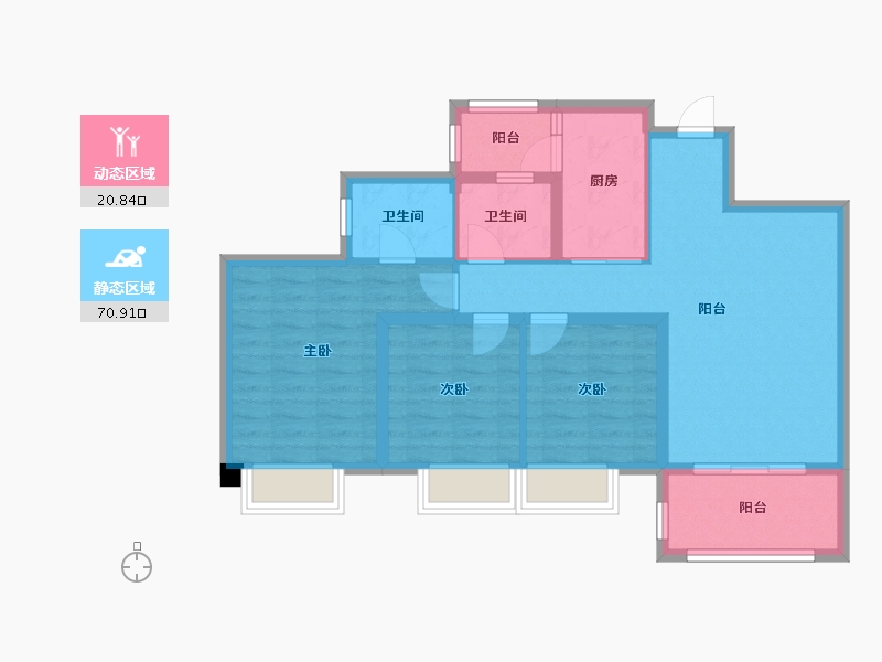 四川省-成都市-铂景台1号楼,4号楼105m²-81.36-户型库-动静分区