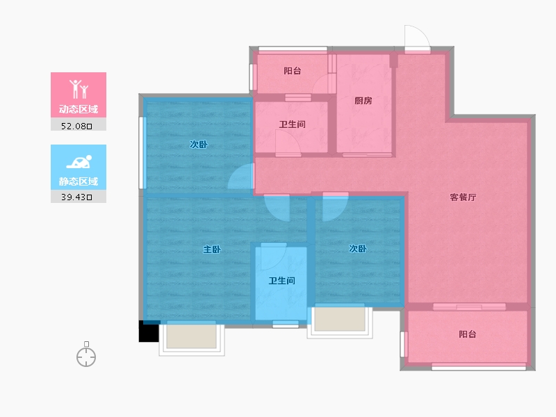 四川省-成都市-铂景台3号楼104m²-81.30-户型库-动静分区