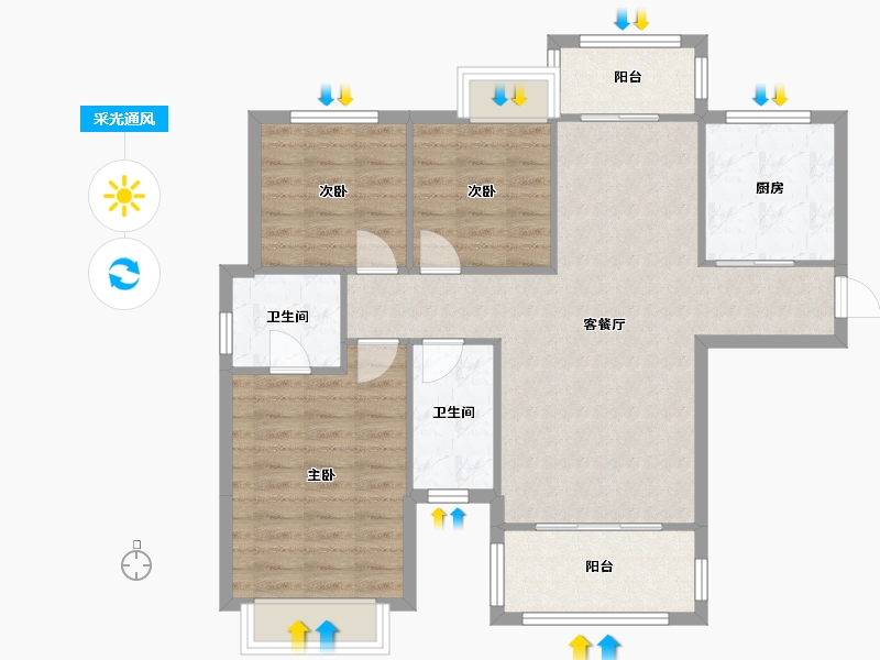 四川省-成都市-铂景台2号楼114m²-88.23-户型库-采光通风