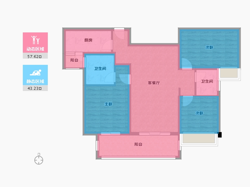 四川省-成都市-铂景台2号楼118m²-89.83-户型库-动静分区