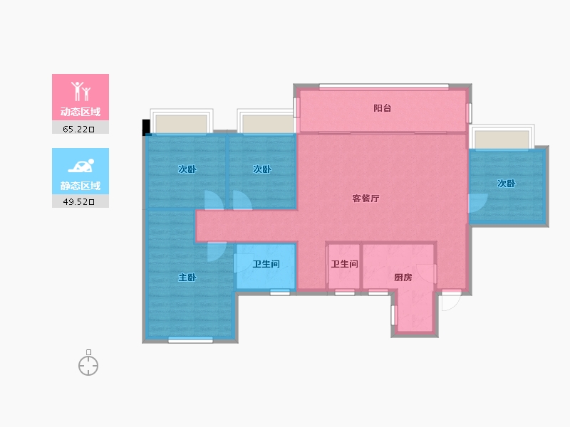 四川省-成都市-铂景台3号楼129m²-104.89-户型库-动静分区