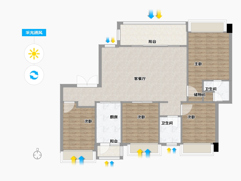 四川省-成都市-佳兆业珑玺7栋142m²-113.60-户型库-采光通风