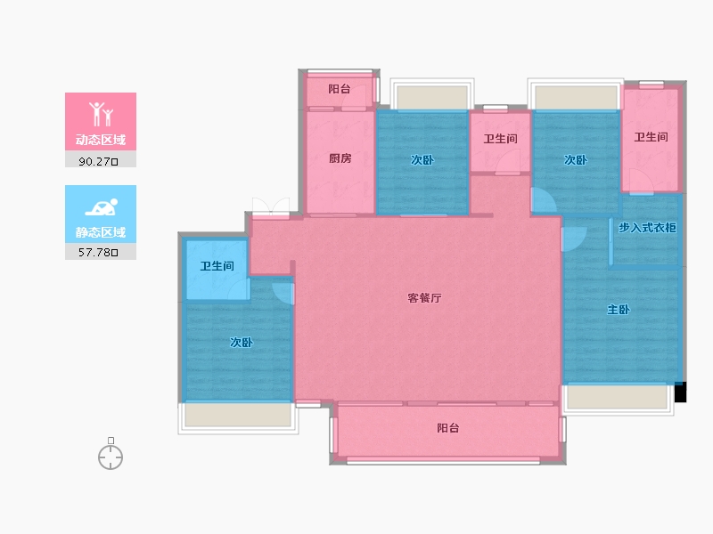 四川省-成都市-佳兆业珑玺3栋,4栋,5栋171m²-136.81-户型库-动静分区