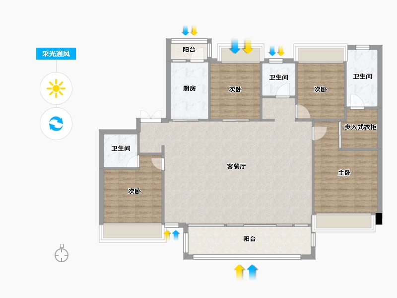 四川省-成都市-佳兆业珑玺3栋,4栋,5栋171m²-136.81-户型库-采光通风