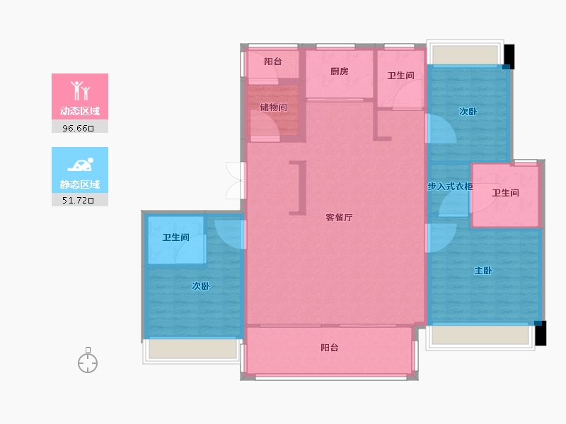 四川省-成都市-佳兆业珑玺13栋169m²-135.20-户型库-动静分区