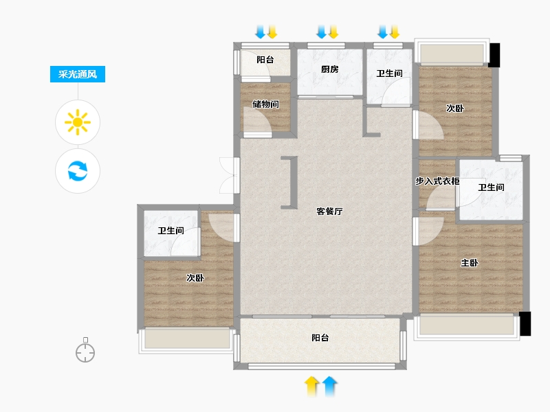 四川省-成都市-佳兆业珑玺13栋169m²-135.20-户型库-采光通风