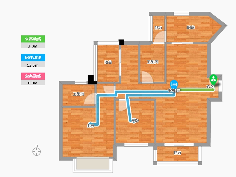 四川省-成都市-奥园玖俪湾2栋,6栋98m²-74.94-户型库-动静线