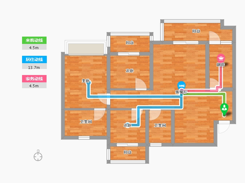 四川省-成都市-蓝湾公馆C4户型102m²-81.28-户型库-动静线