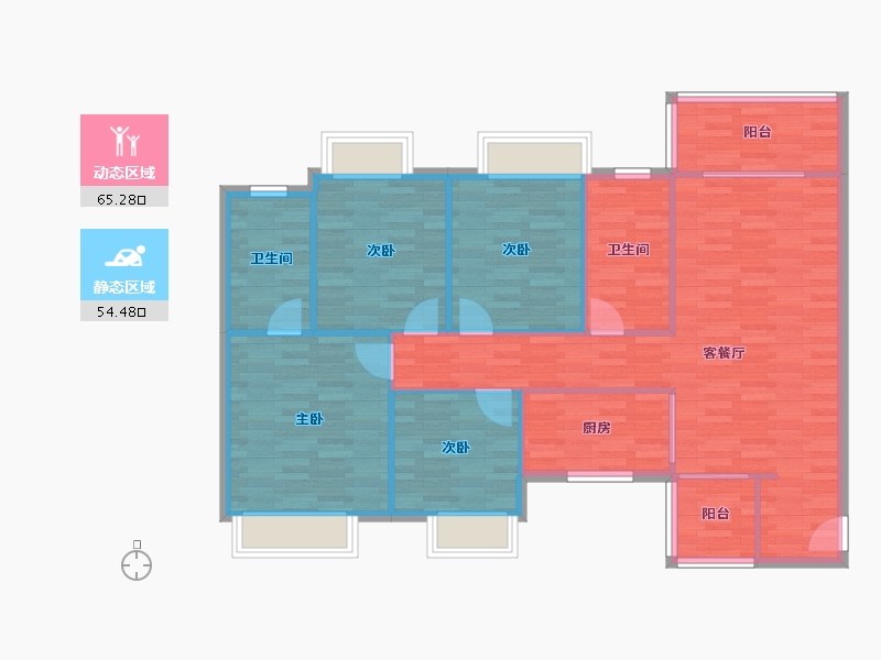 四川省-成都市-华润置地琨瑜府17号楼,18号楼137m²-109.60-户型库-动静分区