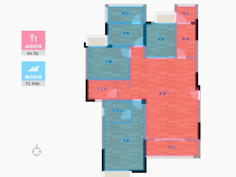 四川省-成都市-白鹤一号C1户型124m²-100.70-户型库-动静分区