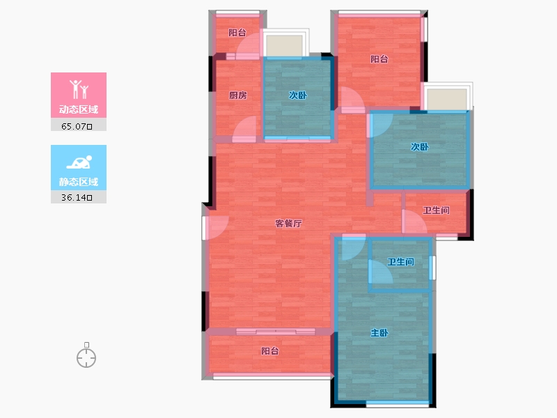 四川省-成都市-白鹤一号C2'户型113m²-90.00-户型库-动静分区