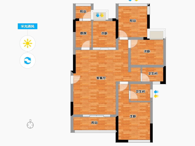 四川省-成都市-白鹤一号C2'户型113m²-90.00-户型库-采光通风