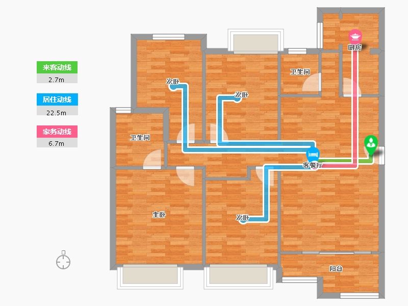 四川省-成都市-香满庭5号楼128m²-106.20-户型库-动静线