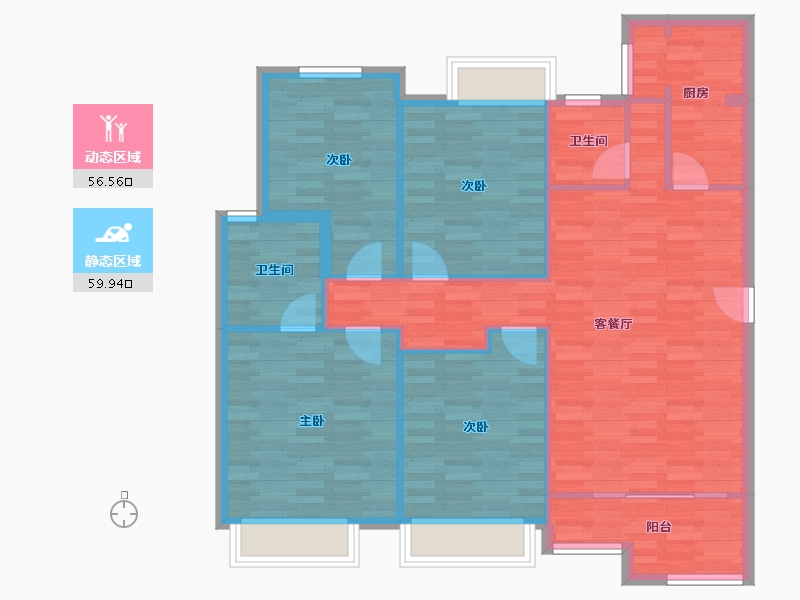 四川省-成都市-香满庭5号楼128m²-106.20-户型库-动静分区