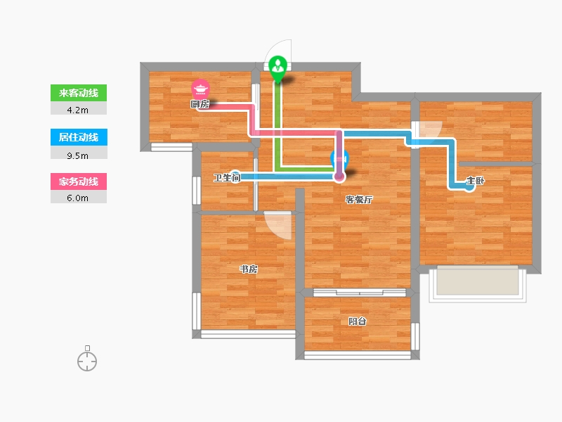 四川省-成都市-格林城市花园A1户型79m²-62.36-户型库-动静线