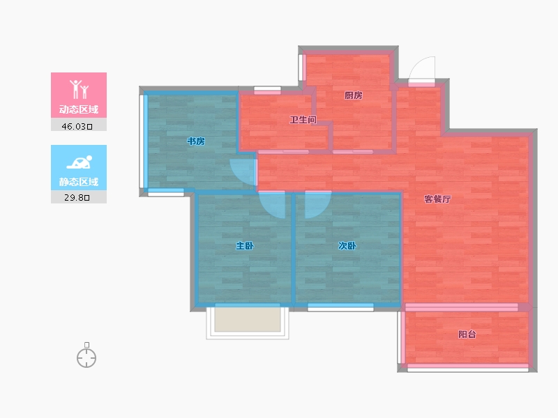 四川省-成都市-格林城市花园F户型87m²-68.67-户型库-动静分区