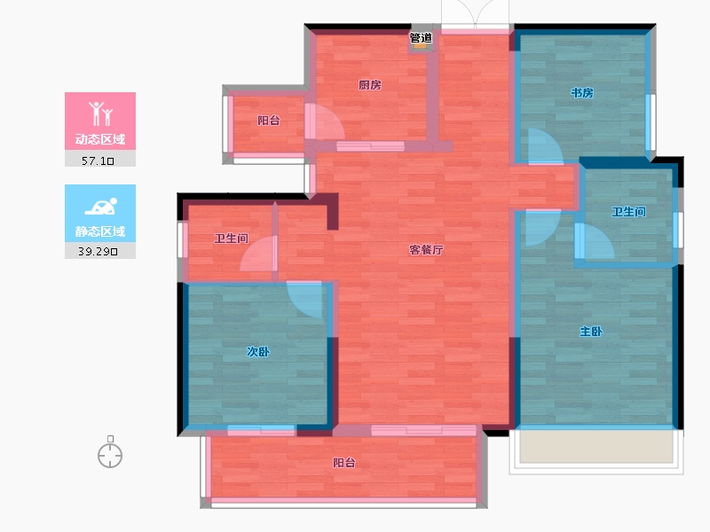 四川省-成都市-蓝光爱普雍锦府5号楼,1号楼,2号楼,3号楼,4号楼113m²-85.63-户型库-动静分区