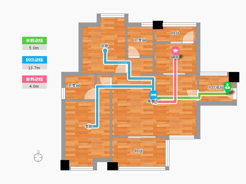 四川省-成都市-泽瀚峰景A户型81㎡-66.00-户型库-动静线